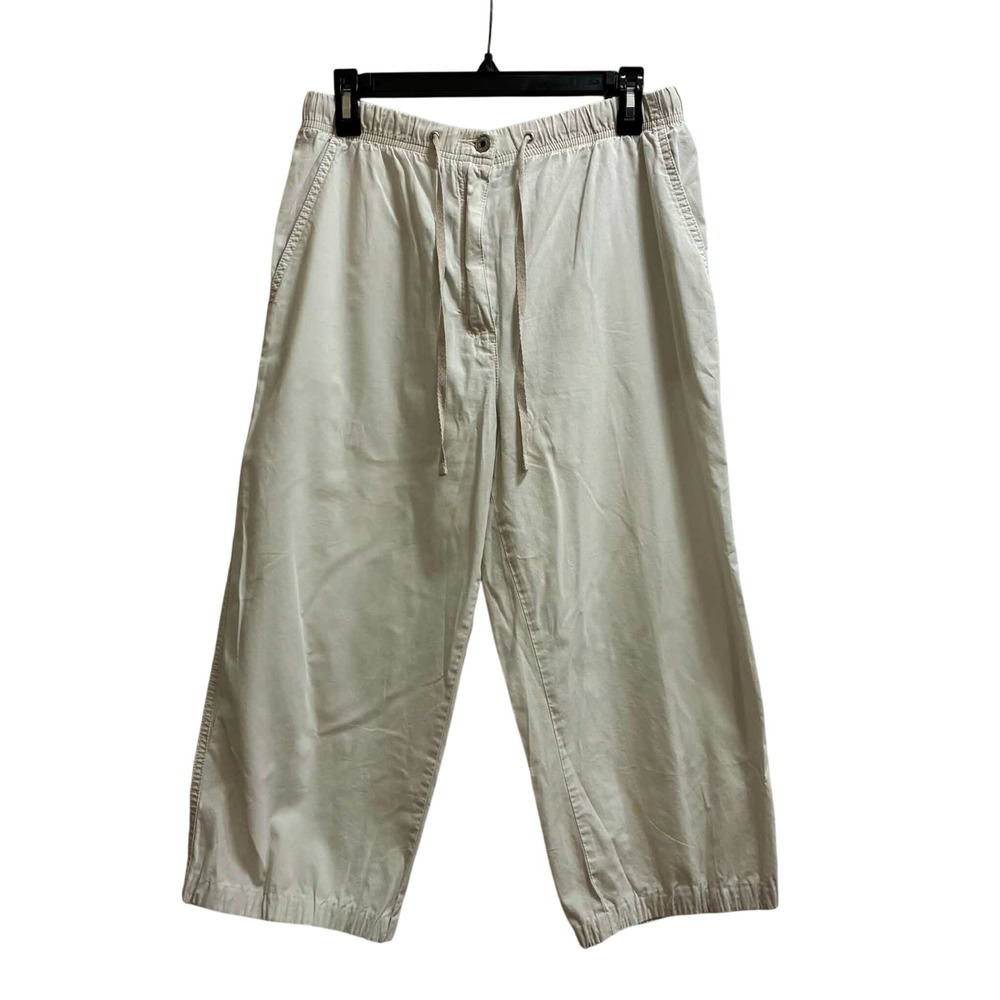 Marks & Spencer Trousers Womens 14 Stone Cotton Utility Elastic Waist Coastal